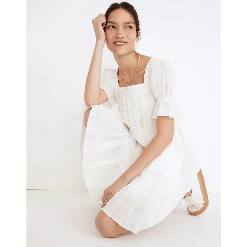 Madewell Puff Sleeve Drawstring Minidress Lighthouse - XL - Picture 2 of 4